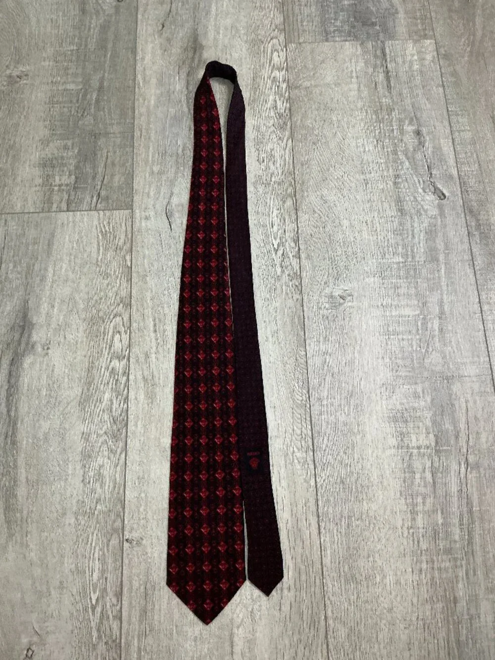 Gianni Versace Tie Black Red Silk Designer Necktie